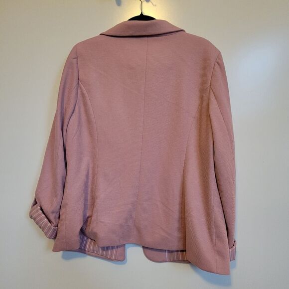 $128 NEW XXL 41 HAWTHORNE ROLL TAB 3/4 SLEEVE DUSTY PINK STRETCH KNIT BLAZER NWT - Picture 5 of 7